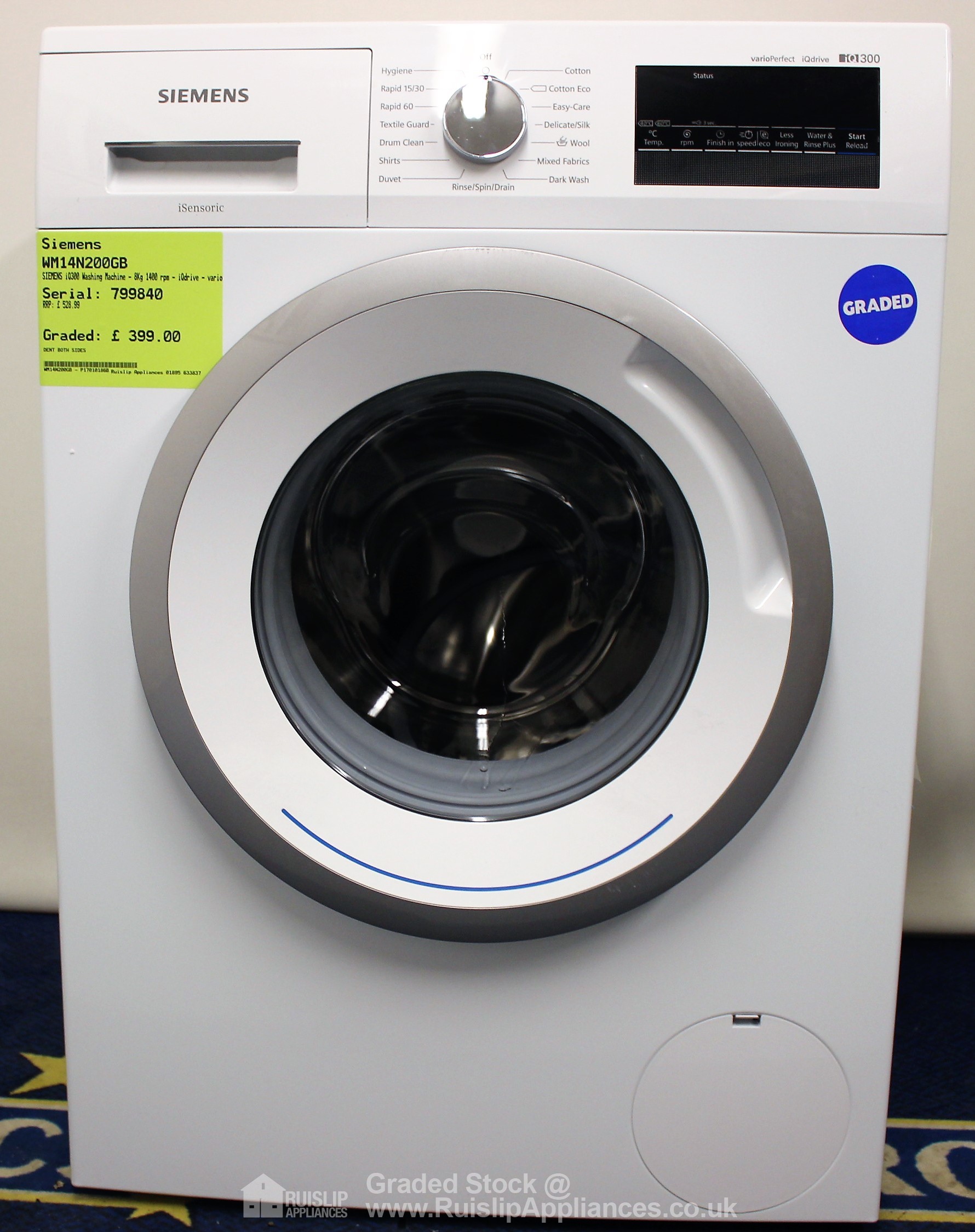 SIEMENS IQ300 Washing Machine - 8Kg 1400 Rpm - IQdrive - VarioPerfect ...