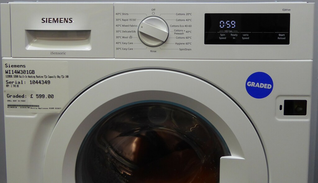 SIEMENS IQ500 Built-In Washing Machine Capacity 8kg 1400 Rpm 24hr Time ...