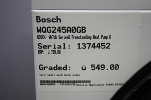 Bosch WQG245A0GB Dryers Dryers Heat Pump - 380286